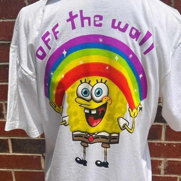 Vans White Tee SpongeBob Vibrant Rainbow HG - Picture 1 of 5